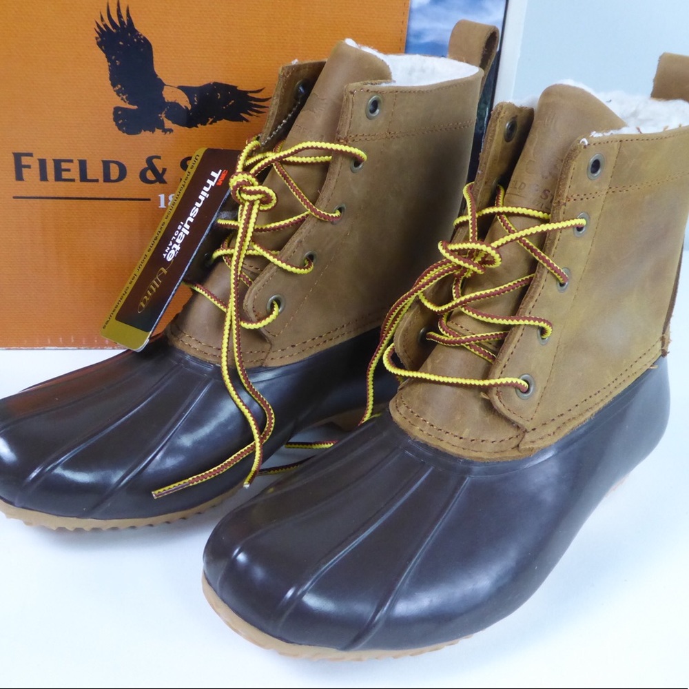 Field & Stream Merrimack Waterproof rubber Duck Boots NIB Full Grain Leather